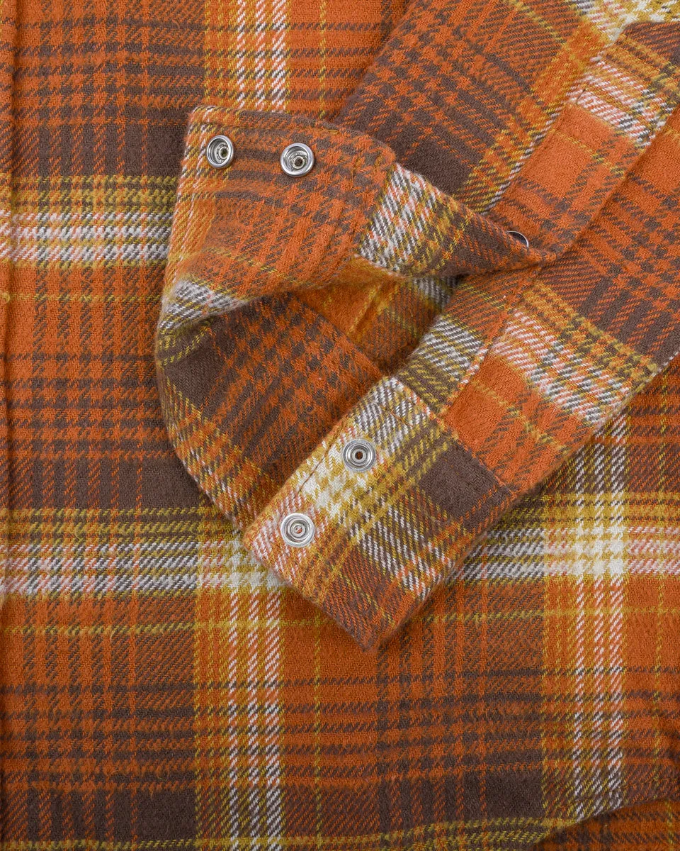 12oz Slubby Heavy Flannel Check Western Shirt - Orange