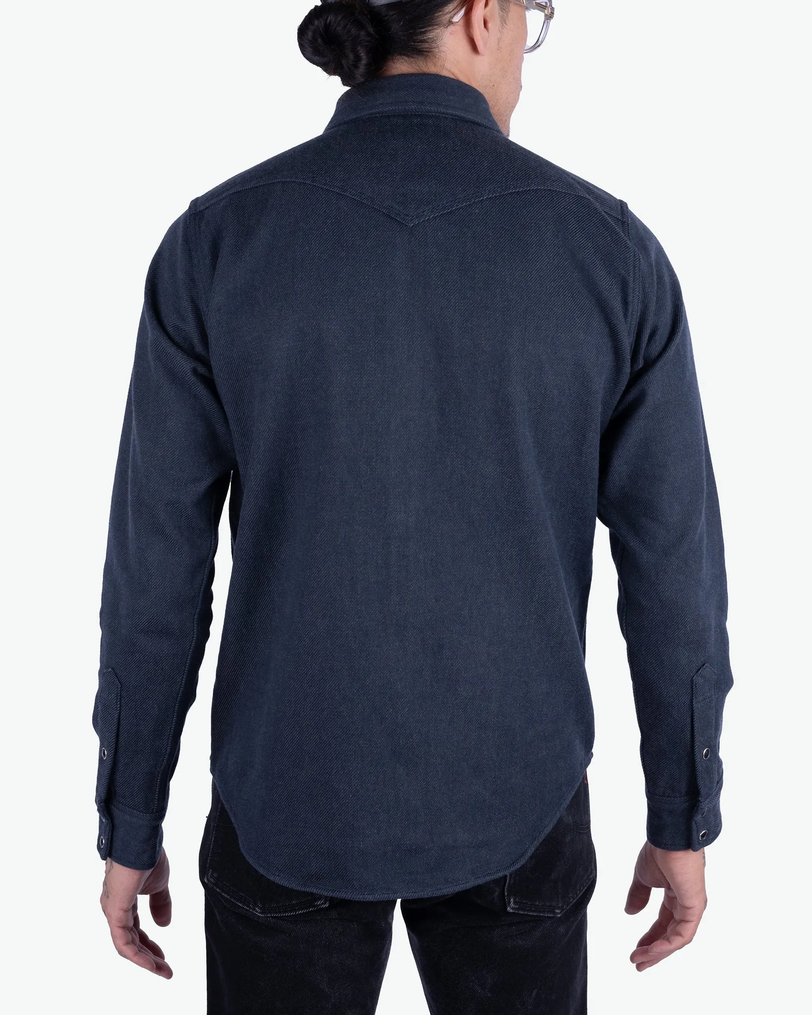 12oz Ultra Heavy Flannel Western Shirt - Navy