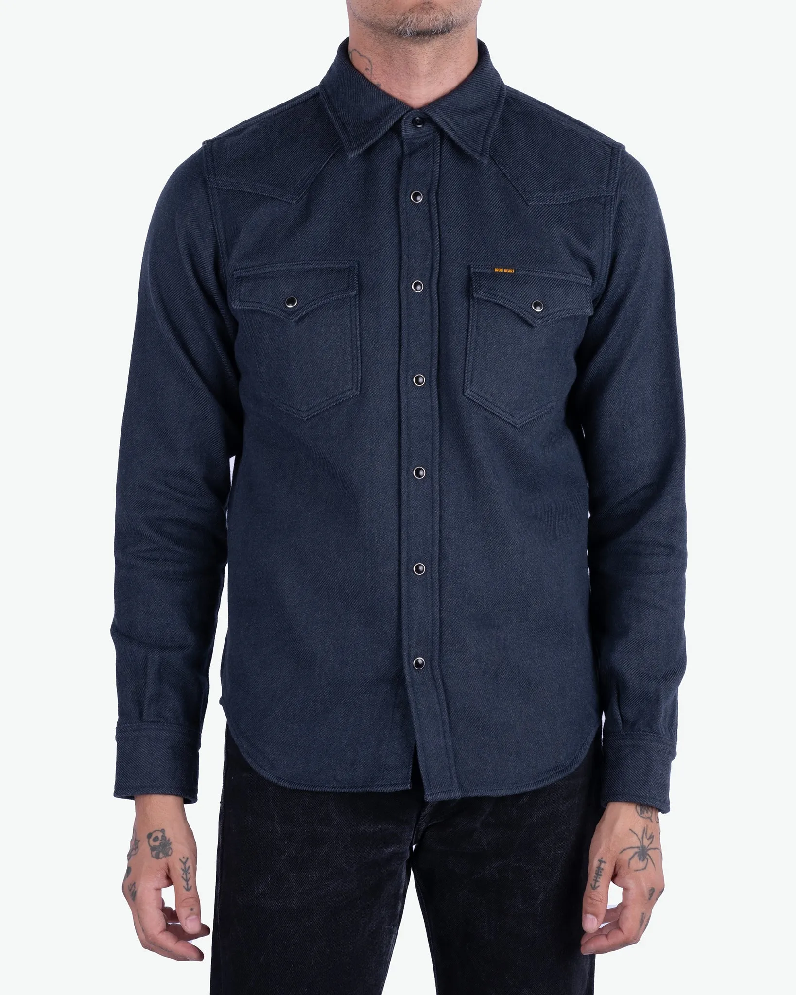 12oz Ultra Heavy Flannel Western Shirt - Navy