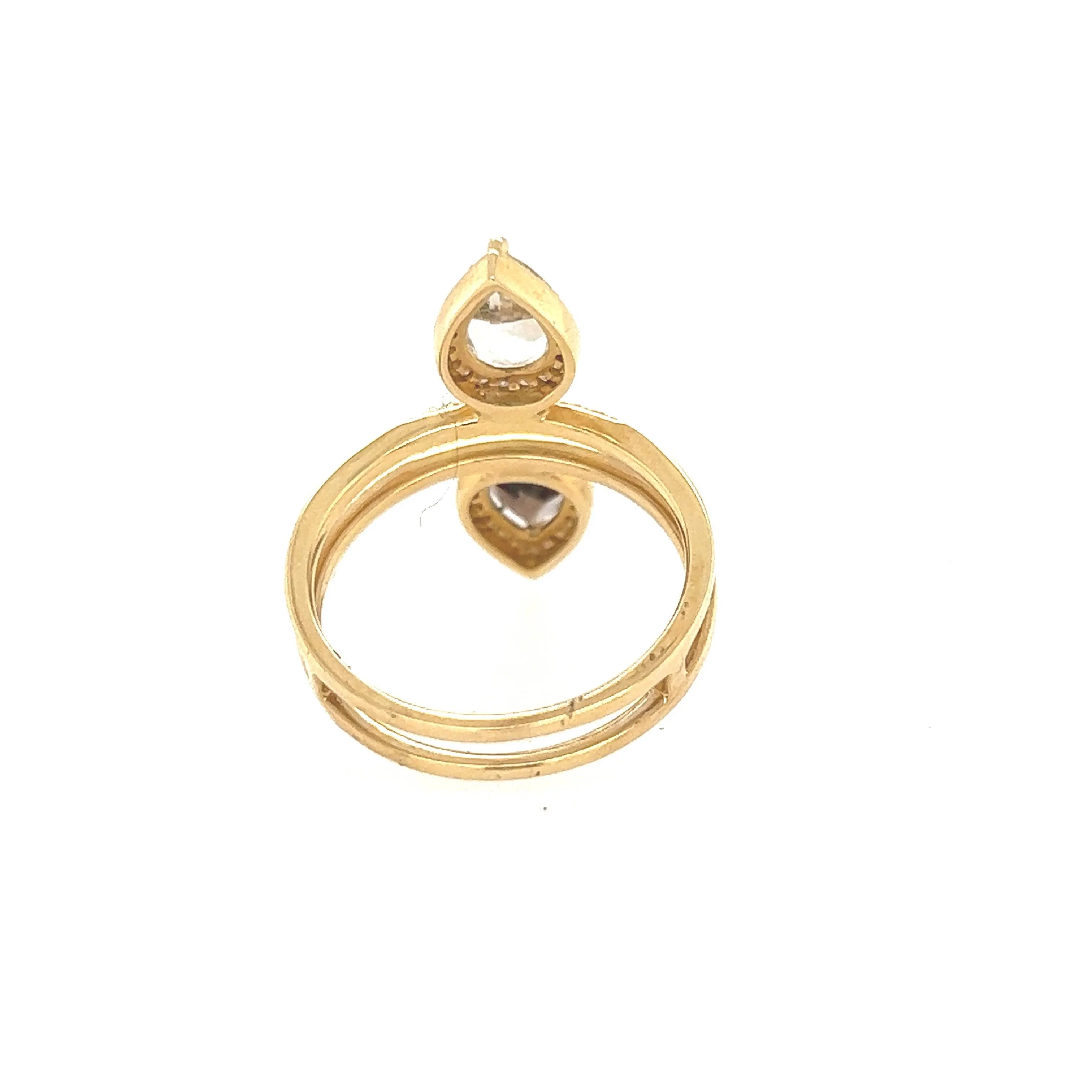 14K Yellow Gold Smokey Topaz, Green Amethyst And Diamond Ring Size 6 1/4 US