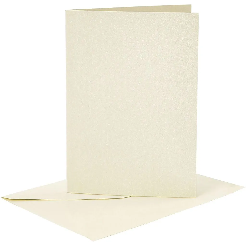 4 x Assorted Colour Mother Of Pearl Finish Blank Cards With Envelopes Craft Making