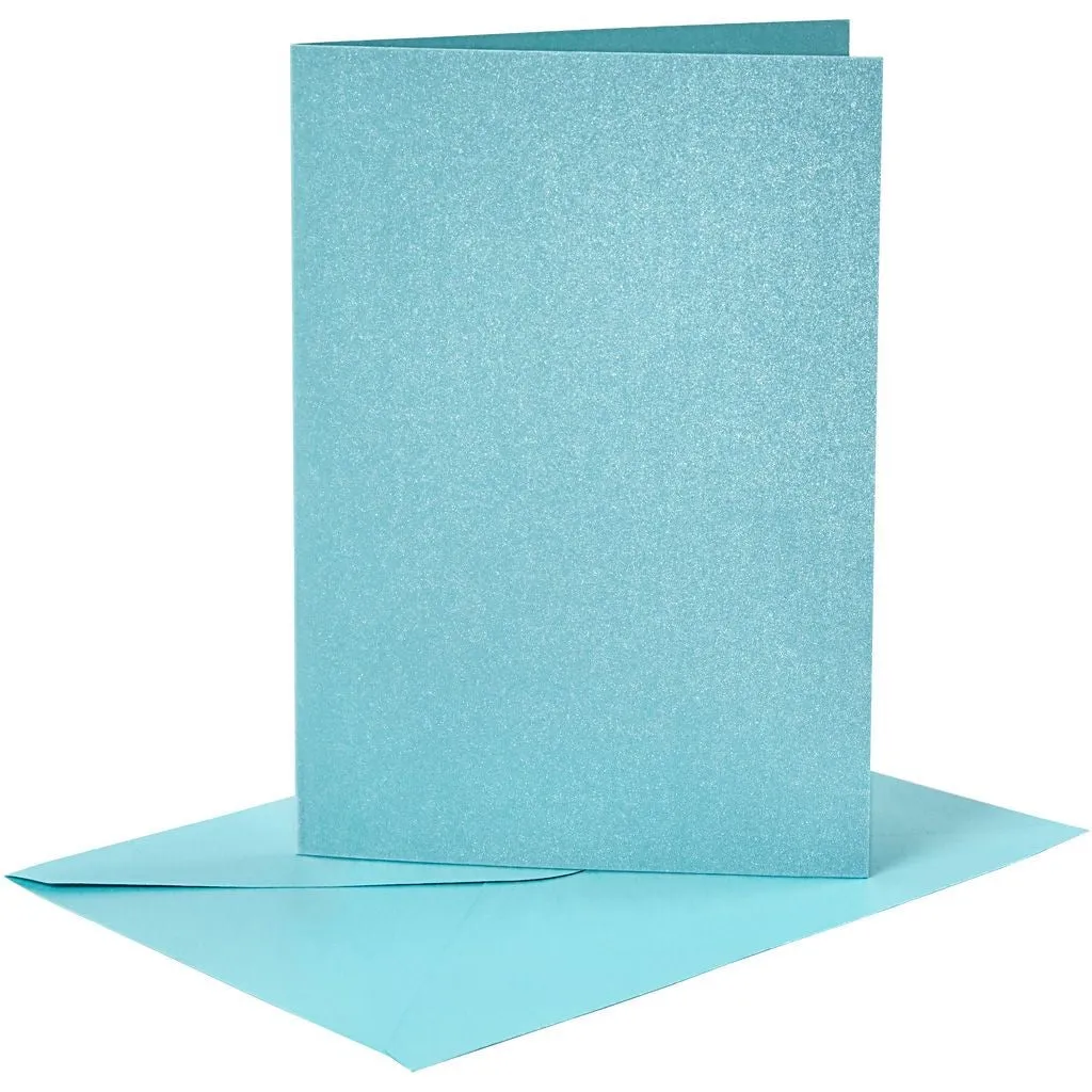 4 x Assorted Colour Mother Of Pearl Finish Blank Cards With Envelopes Craft Making