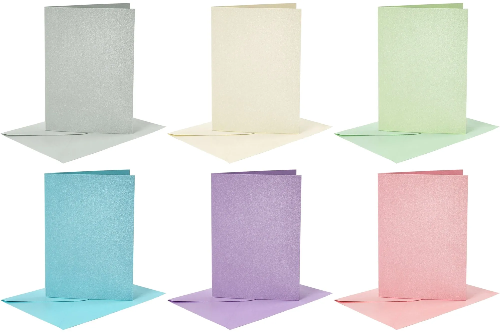 4 x Assorted Colour Mother Of Pearl Finish Blank Cards With Envelopes Craft Making