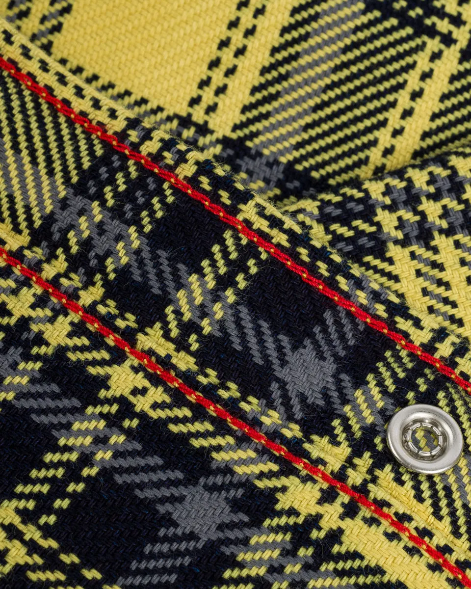 9oz Selvedge Indigo Check Flannel Western Shirt - Yellow