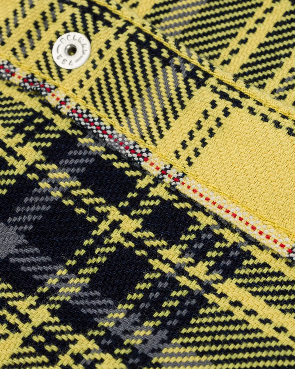 9oz Selvedge Indigo Check Flannel Western Shirt - Yellow