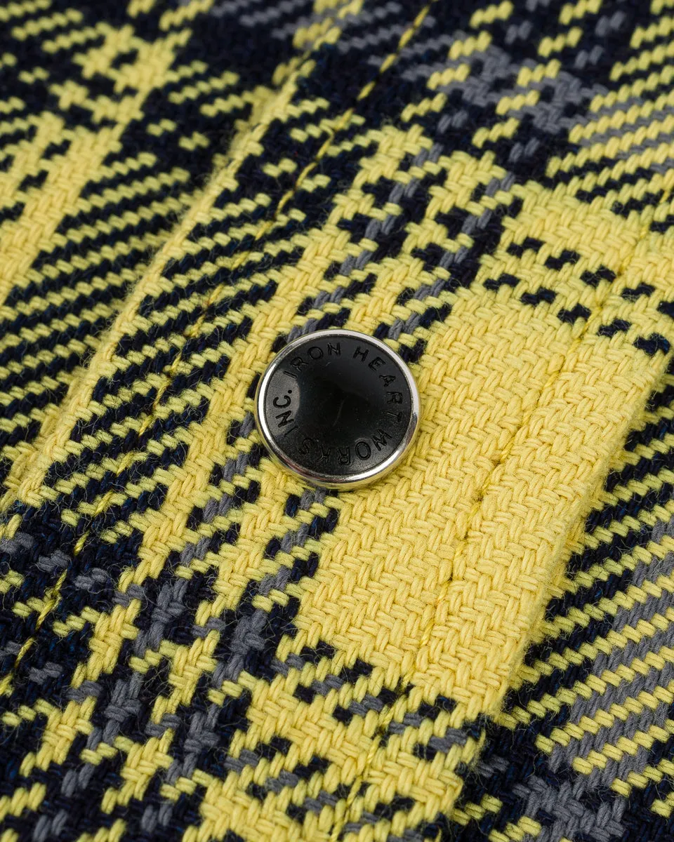 9oz Selvedge Indigo Check Flannel Western Shirt - Yellow