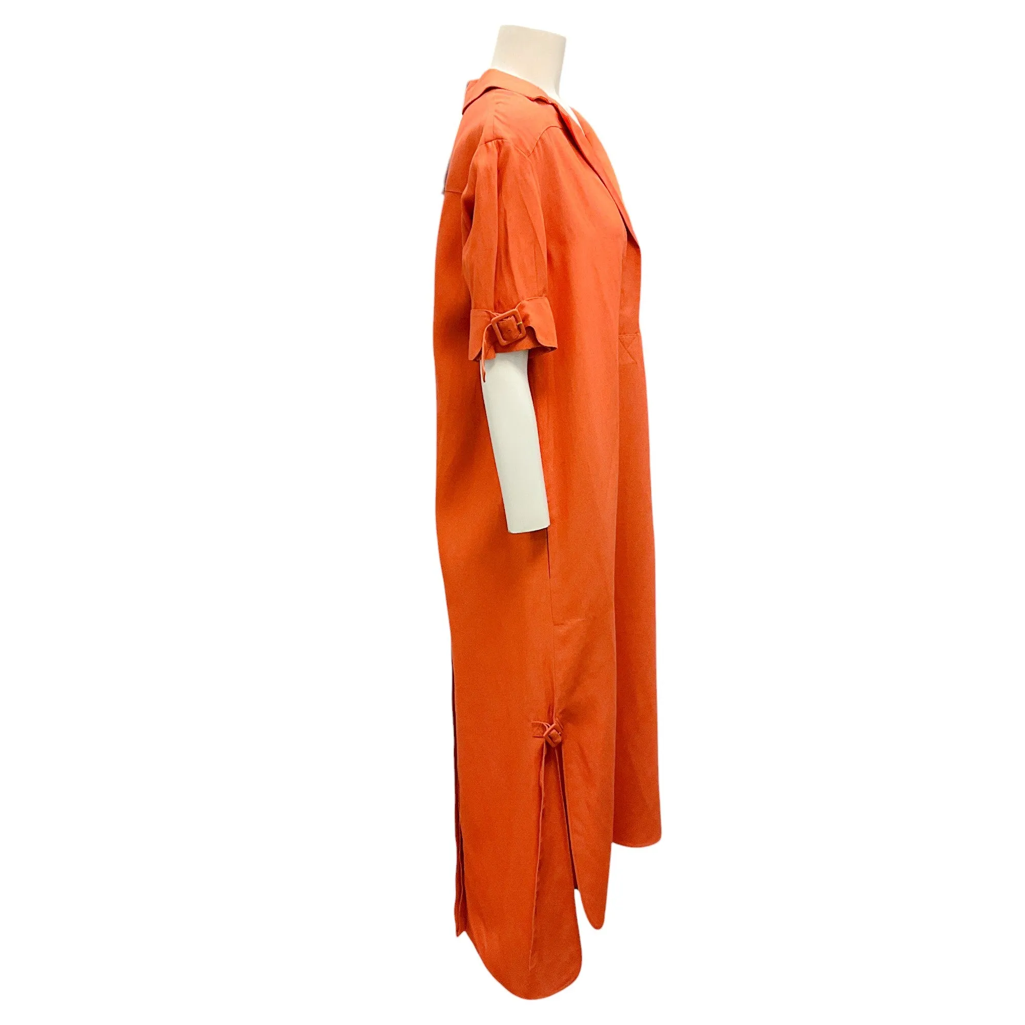 Agnona Orange 2020 Short Sleeved Linen Midi Dress