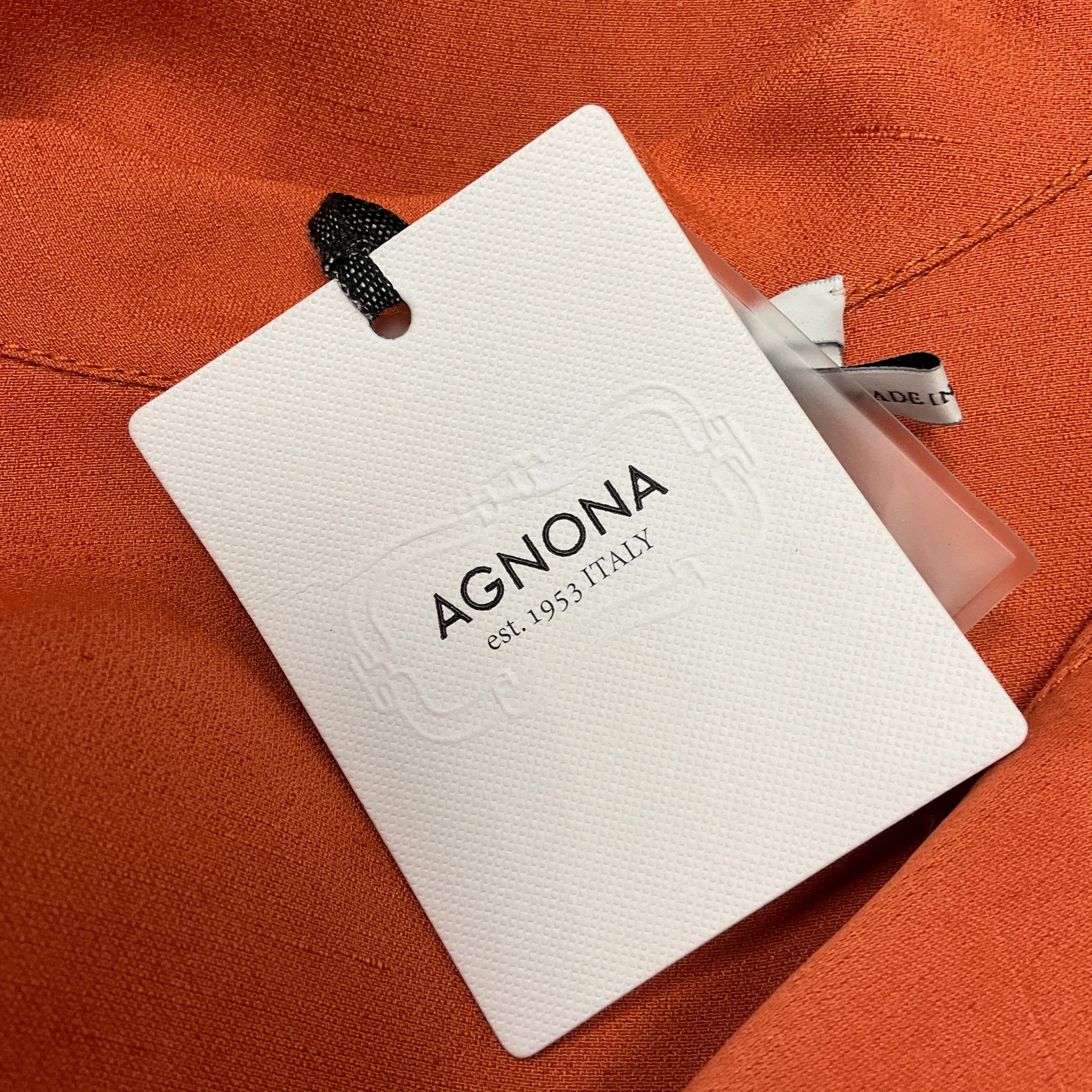 Agnona Orange 2020 Short Sleeved Linen Midi Dress
