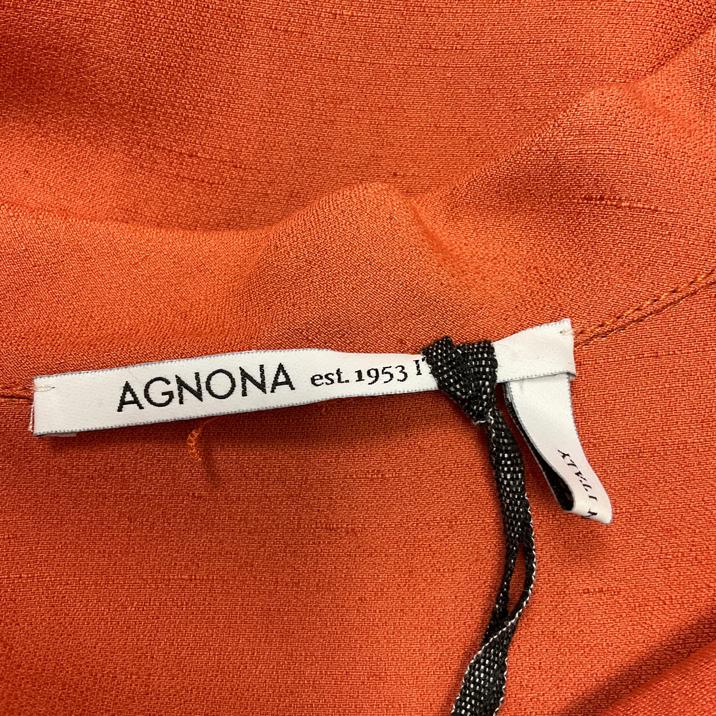 Agnona Orange 2020 Short Sleeved Linen Midi Dress