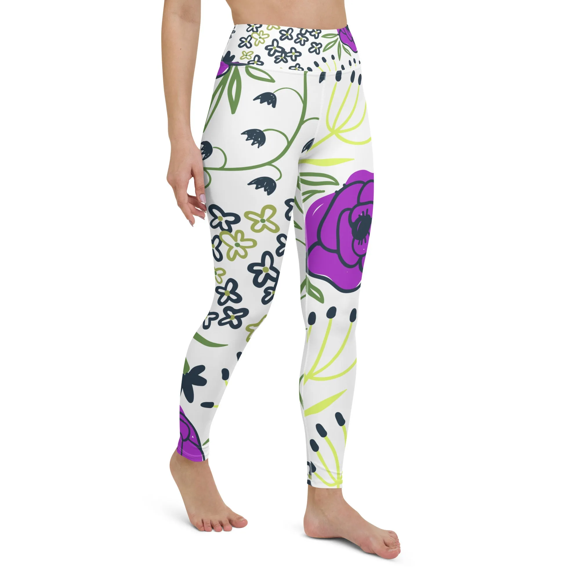 Aisha - Purple And Yellow Flower Legging