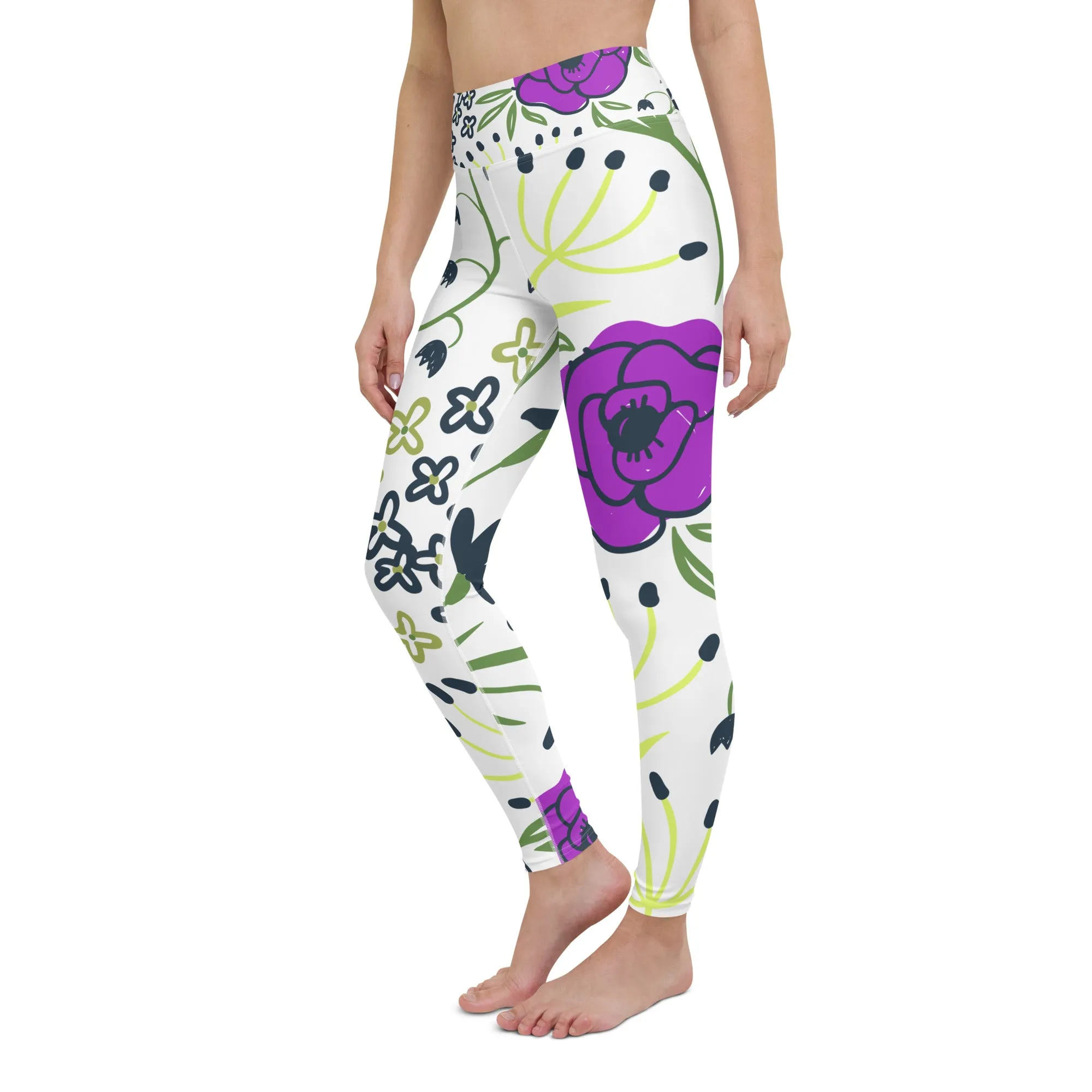 Aisha - Purple And Yellow Flower Legging