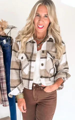 All That You Are Plaid Button Up Jacket - Camel