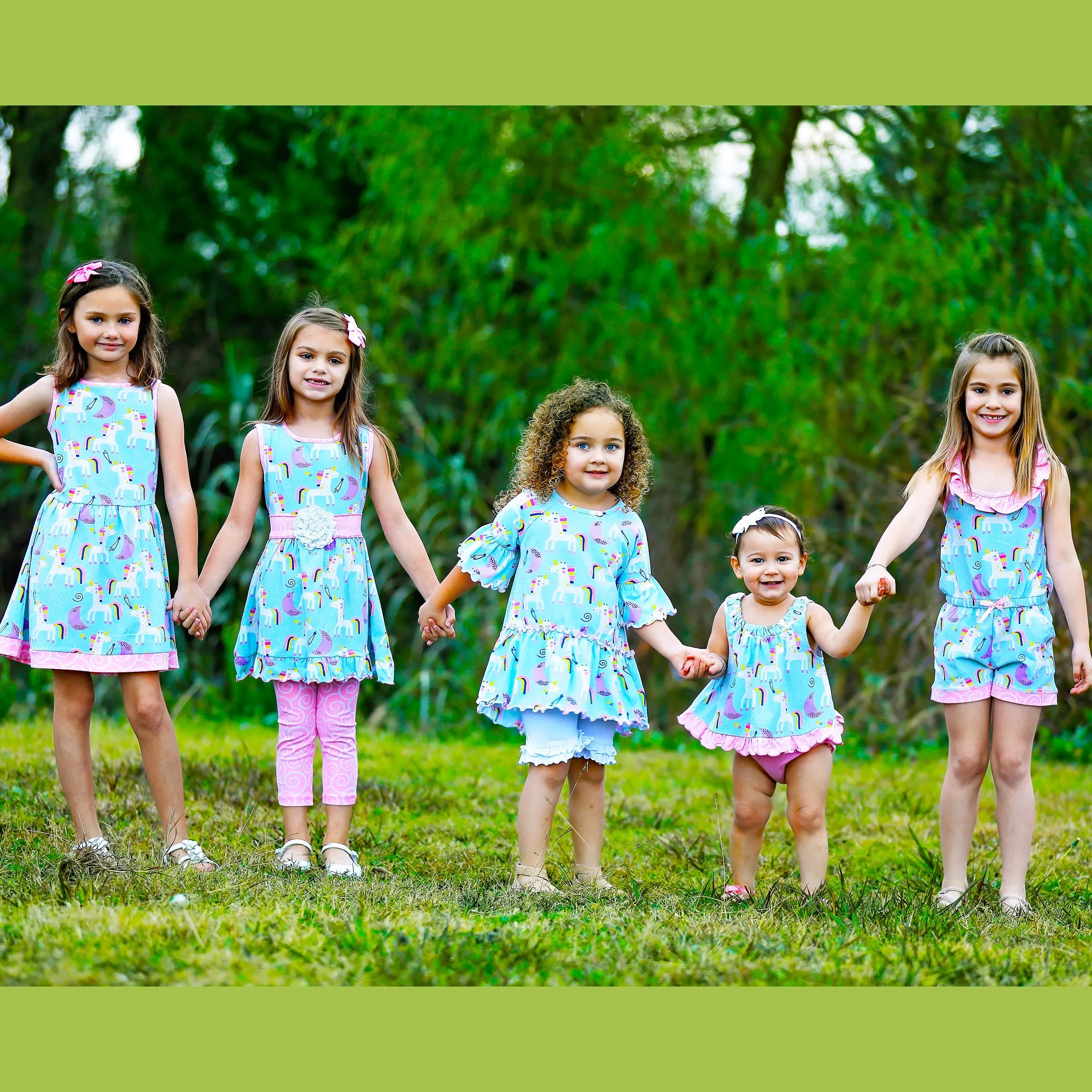 AnnLoren Little & Big Girls Magical Unicorns Rainbows Sleeveless Dress Party Outfit