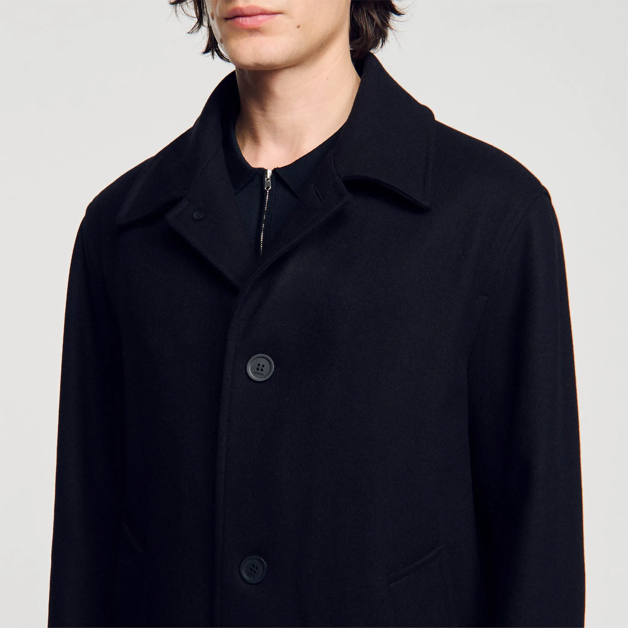 Apollo Wool Broadcloth Coat Black