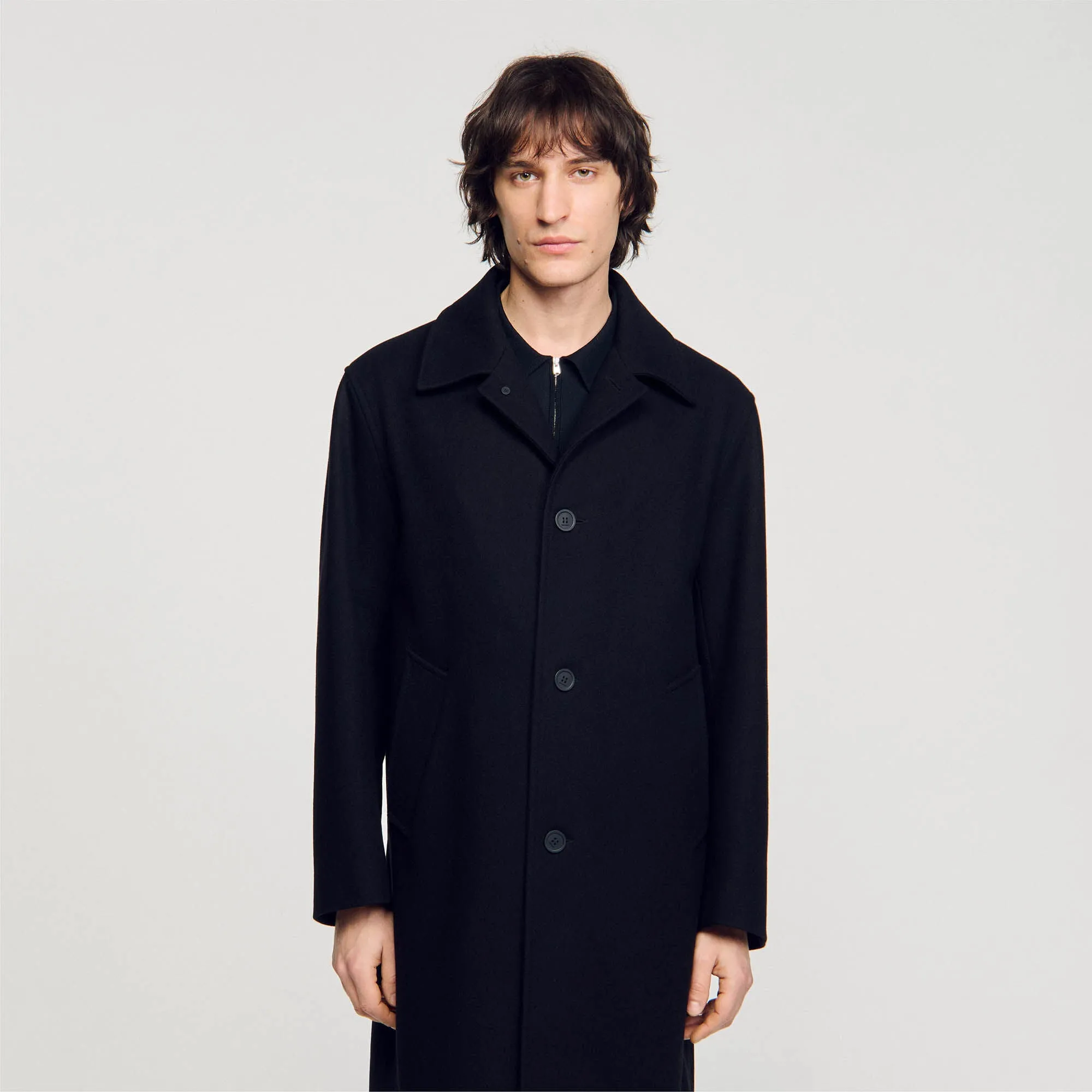 Apollo Wool Broadcloth Coat Black