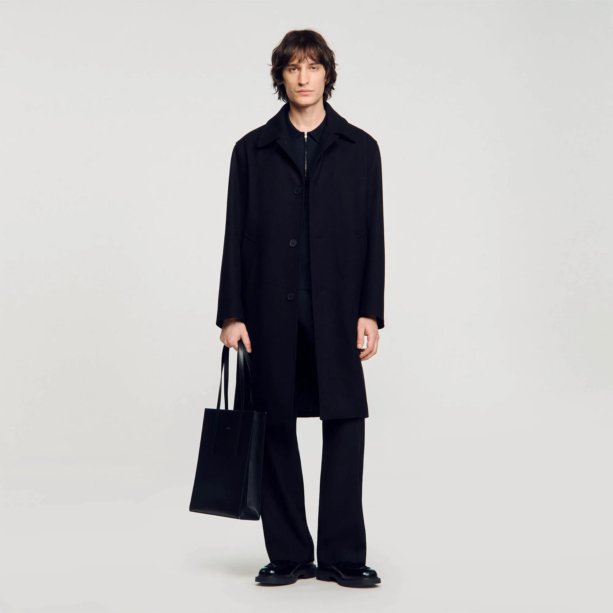 Apollo Wool Broadcloth Coat Black