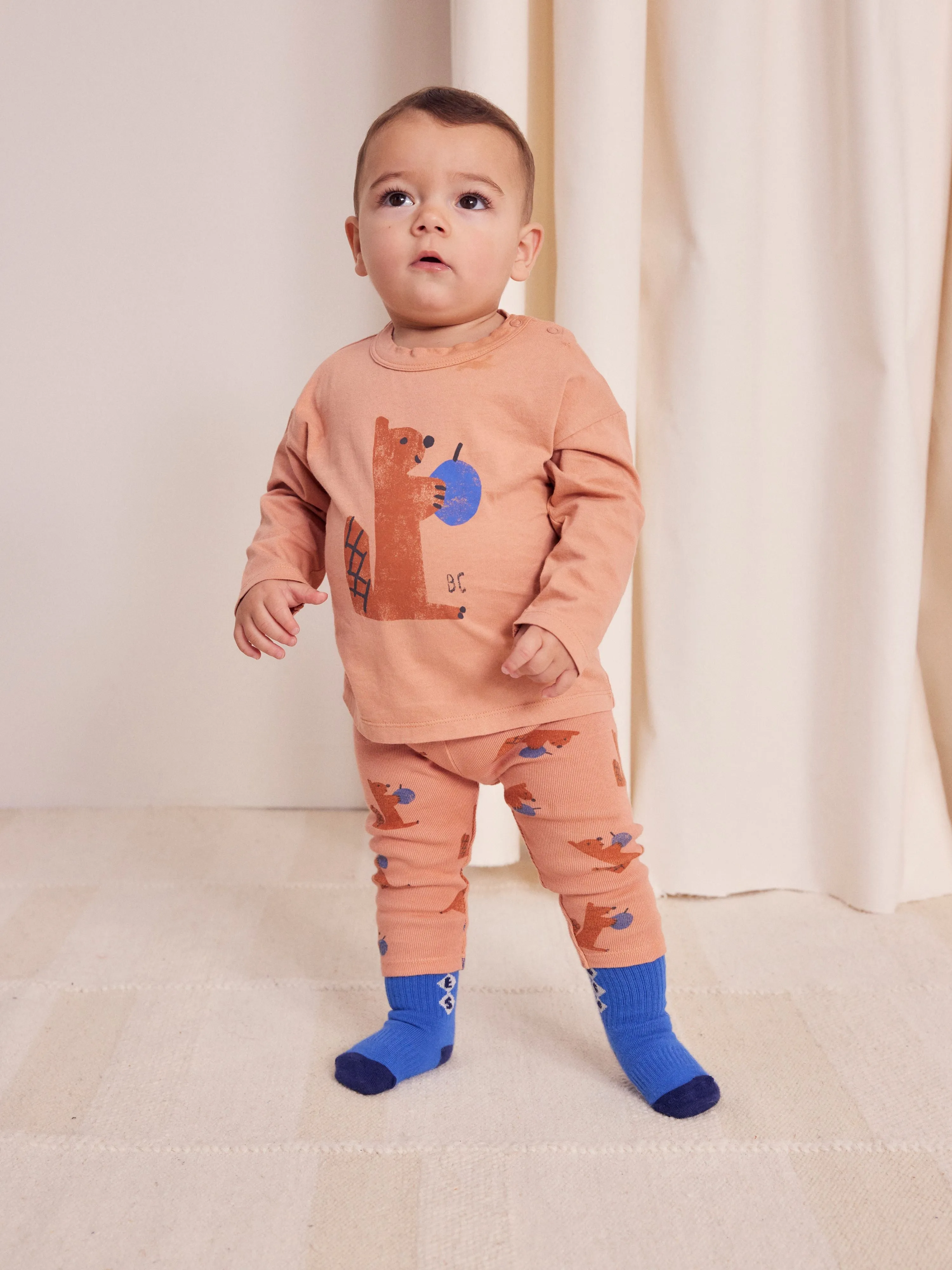 Baby Hungry Squirrel all over Leggings, Light Brown