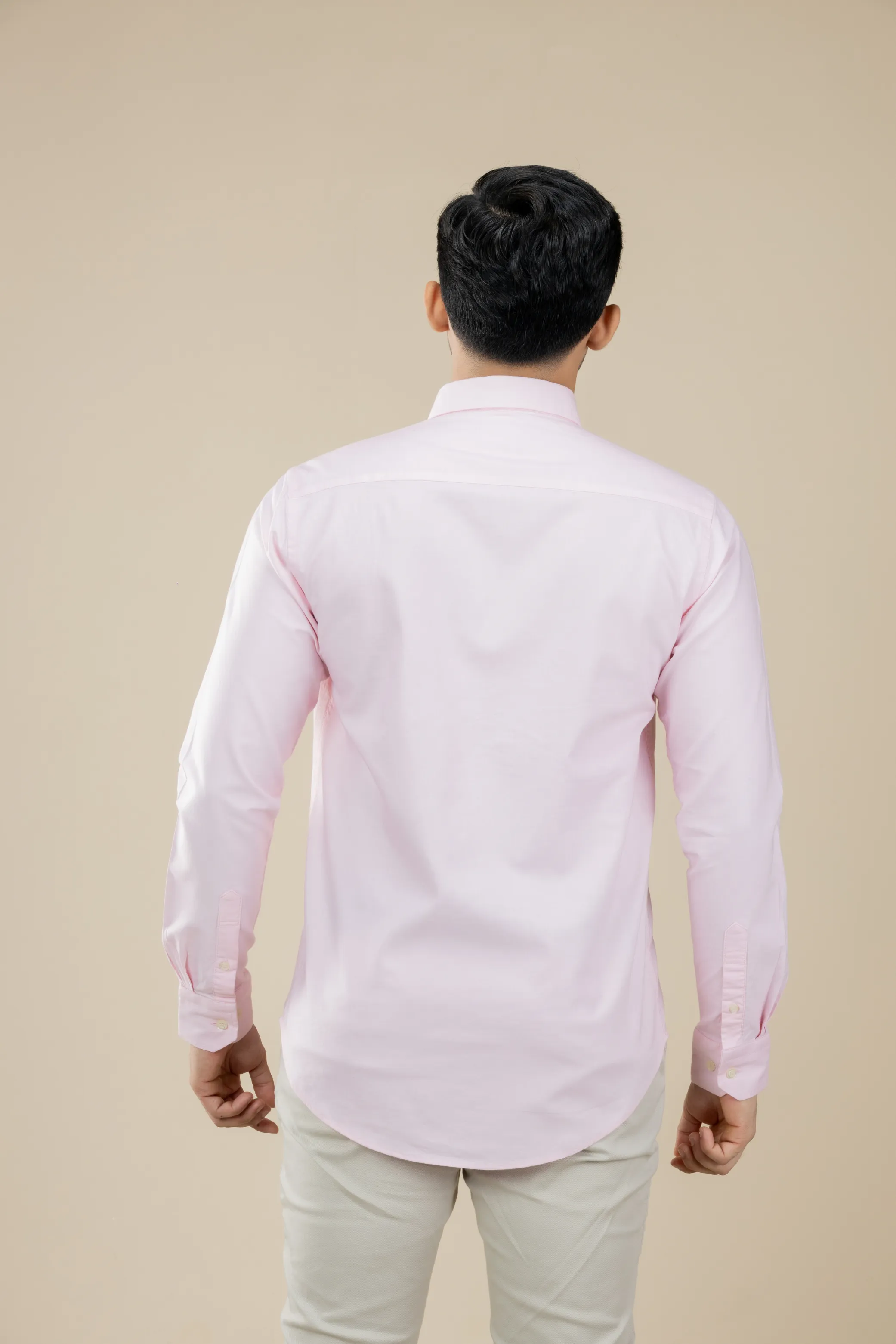 Baby Pink Washed Oxford Long Sleeve Shirt