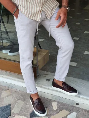 Bastoni Beige Slim Fit Linen Pants - Versatile Comfort for Every Occasion