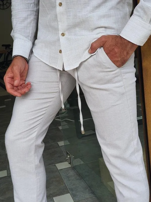 Bastoni Beige Slim Fit Linen Pants - Versatile Comfort for Every Occasion