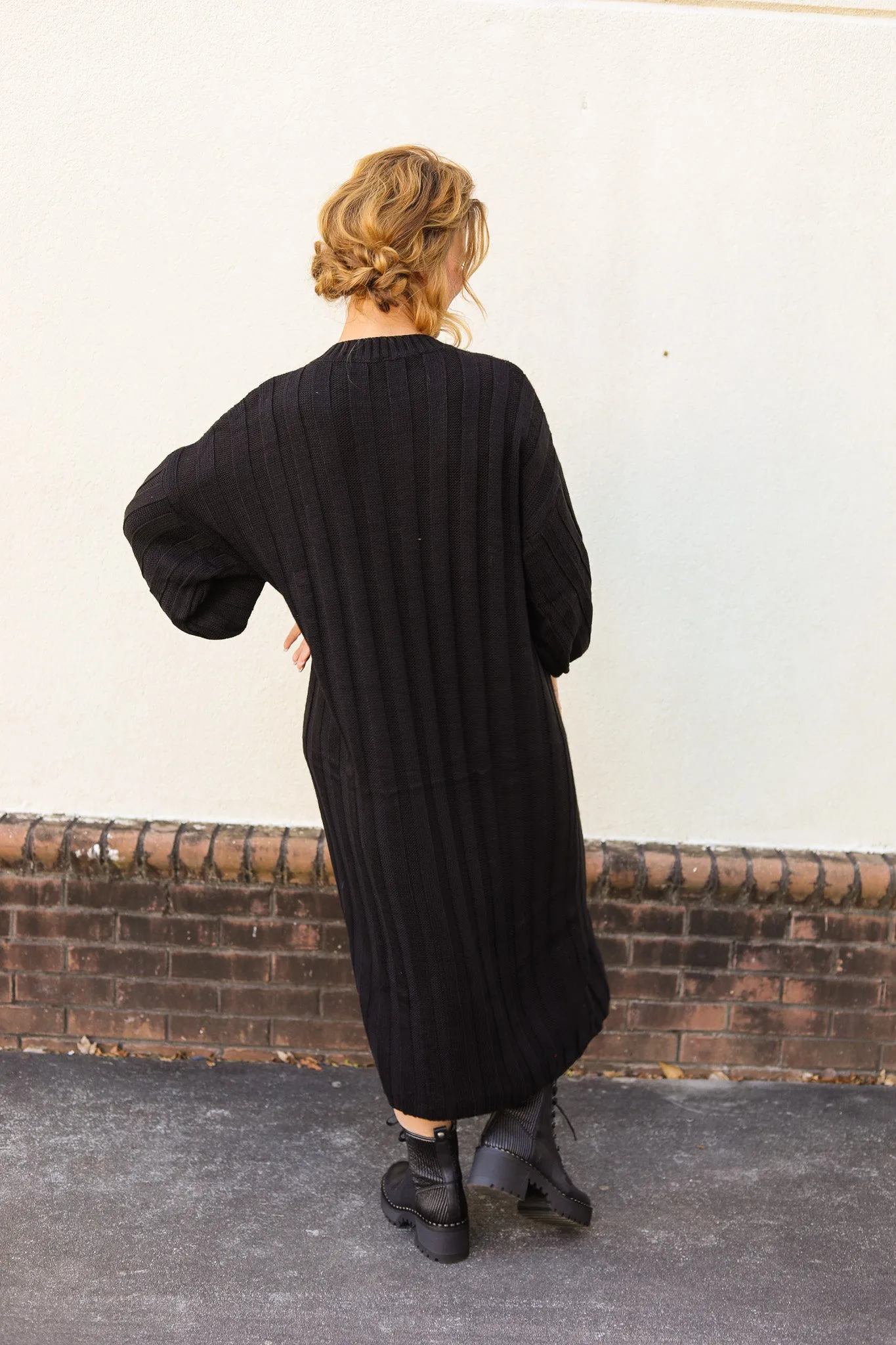 Black Cable Sweater Dress