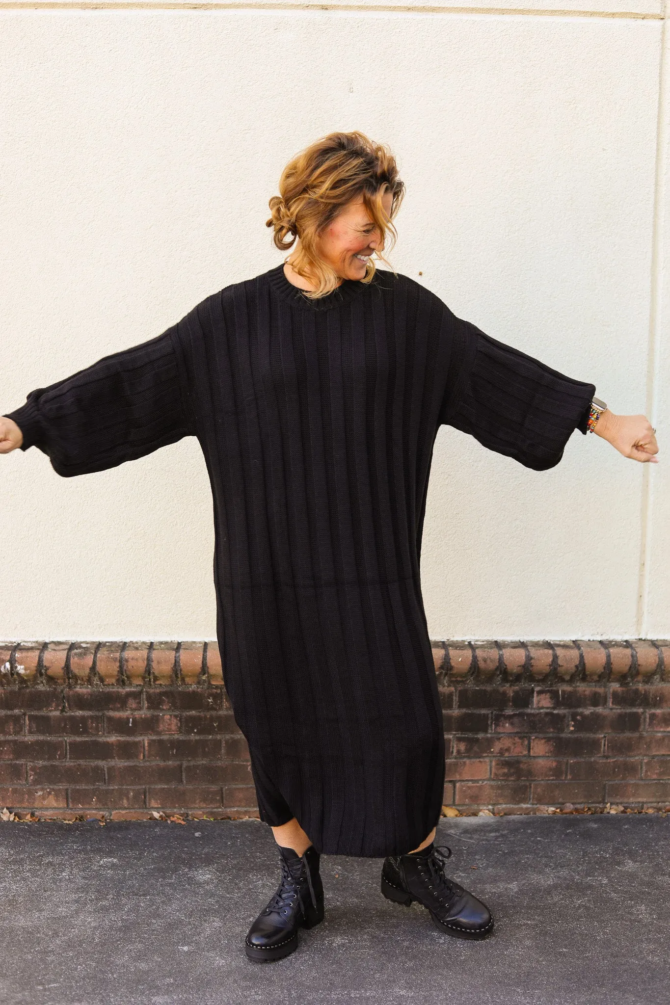 Black Cable Sweater Dress