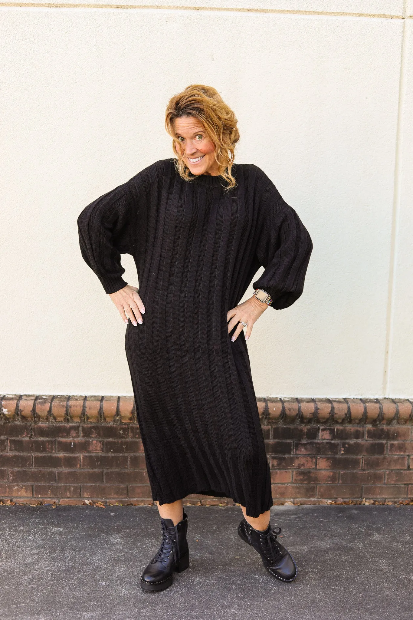 Black Cable Sweater Dress