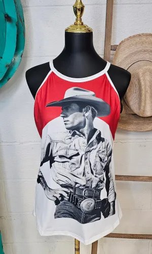Black White Cowboy Vintage Tank Top