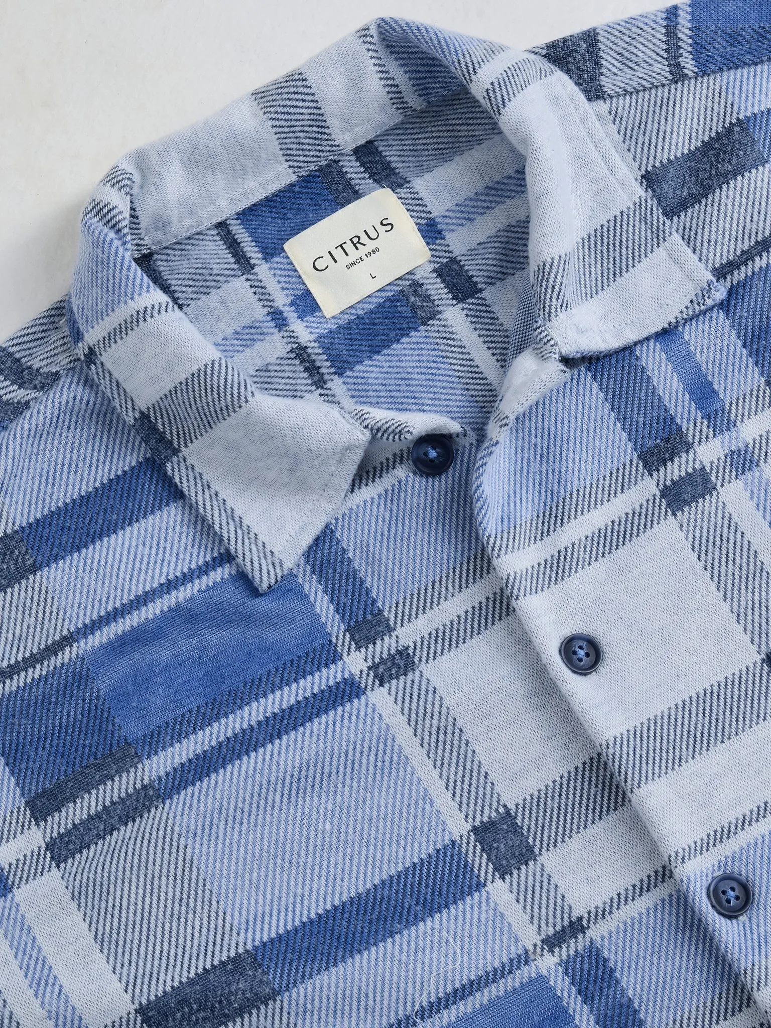 Blue Flannel Jacket Collar Overshirt
