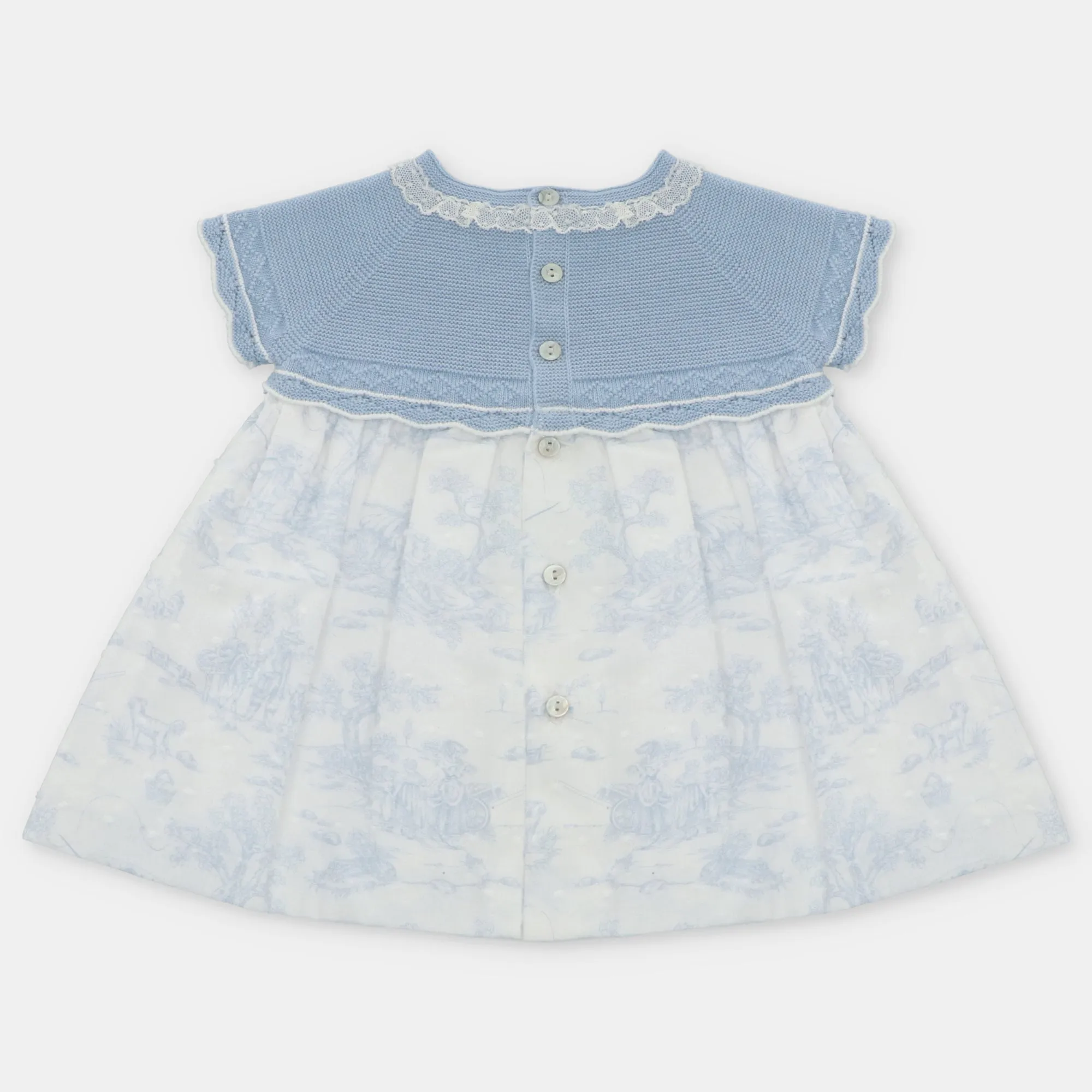 Blue Knit and Woven Toile Dress