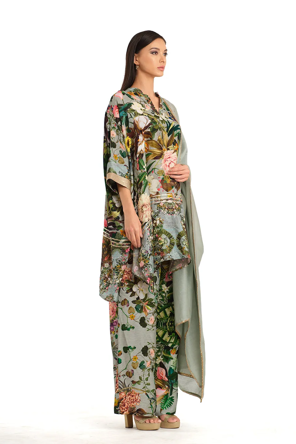 Botanical high low tunic set