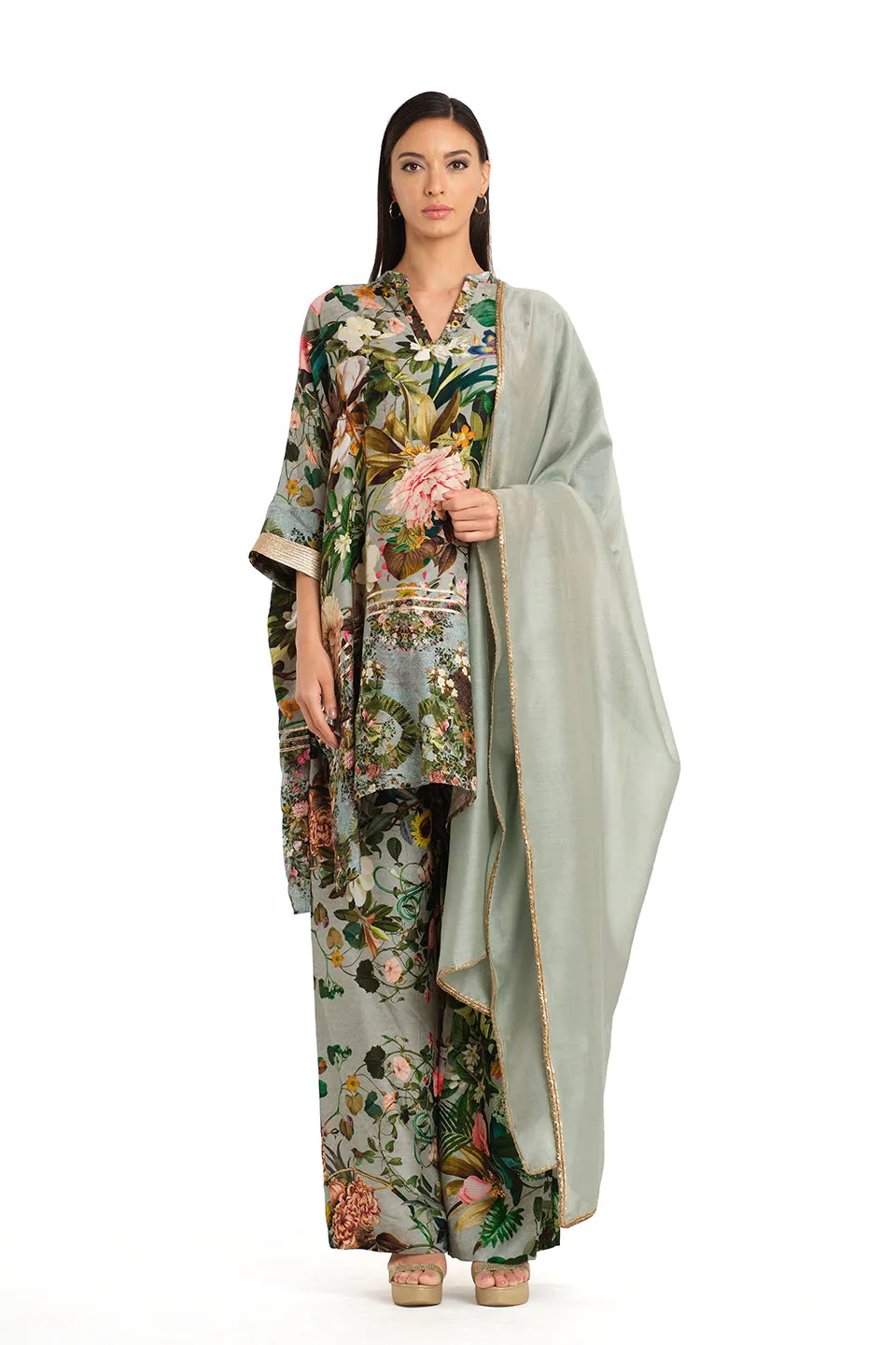 Botanical high low tunic set