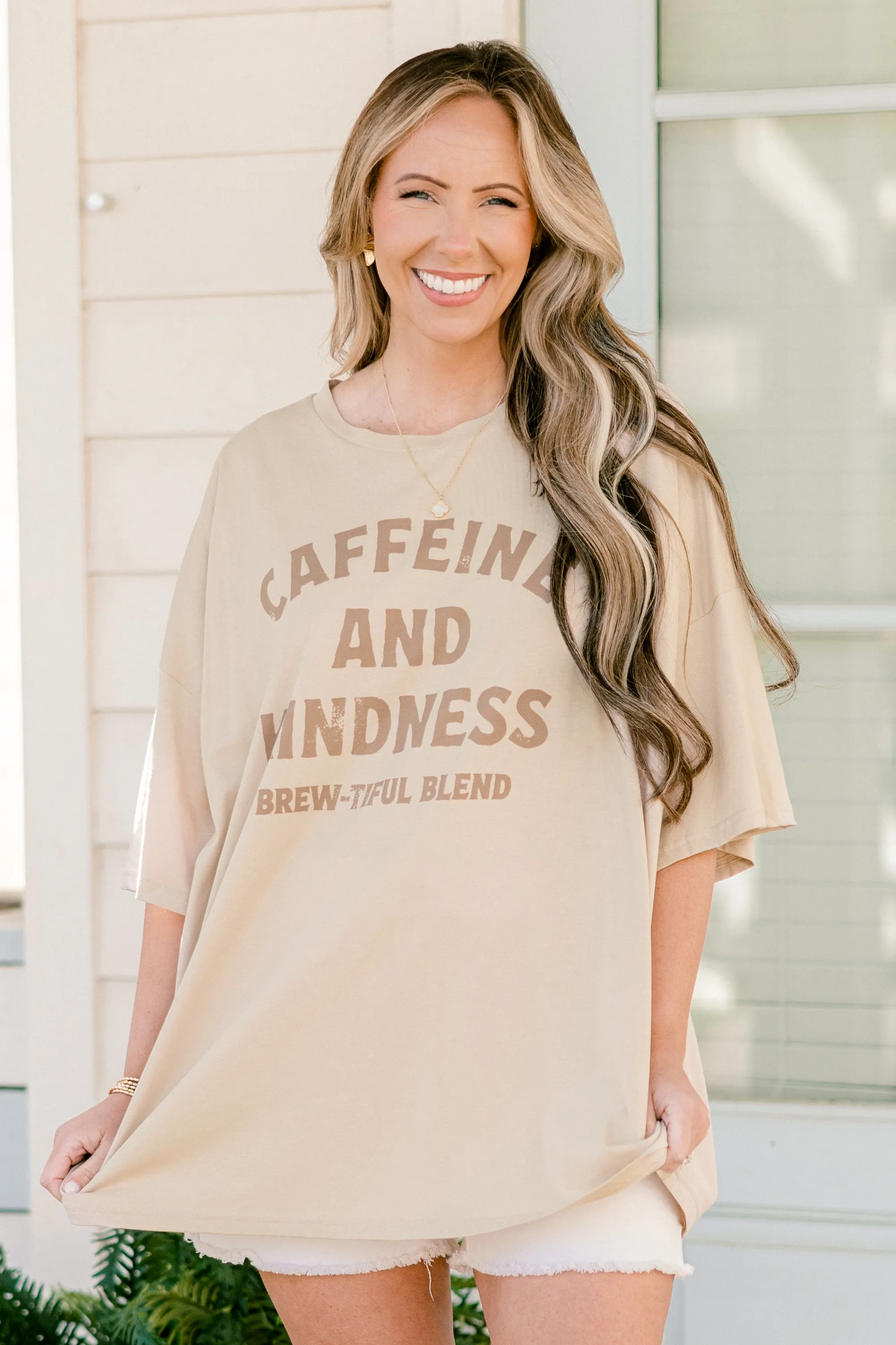 Brew-tiful Blend Boyfriend Tee, Light Mocha