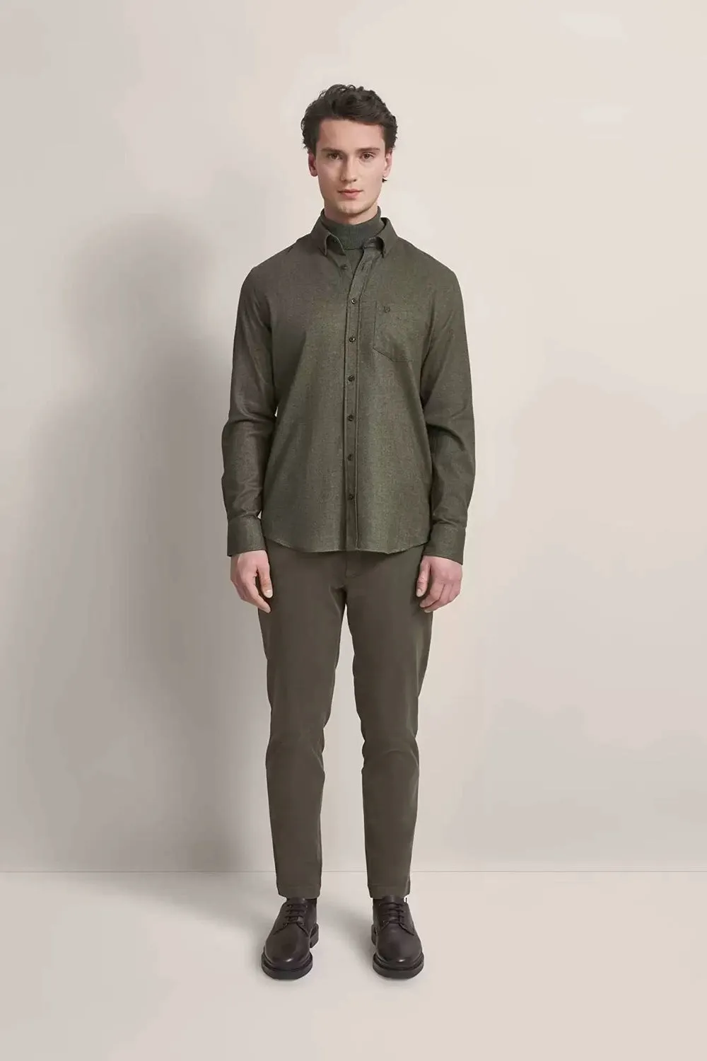 BUGATTI HERRINGBONE COTTON L/S SHIRT 68311B