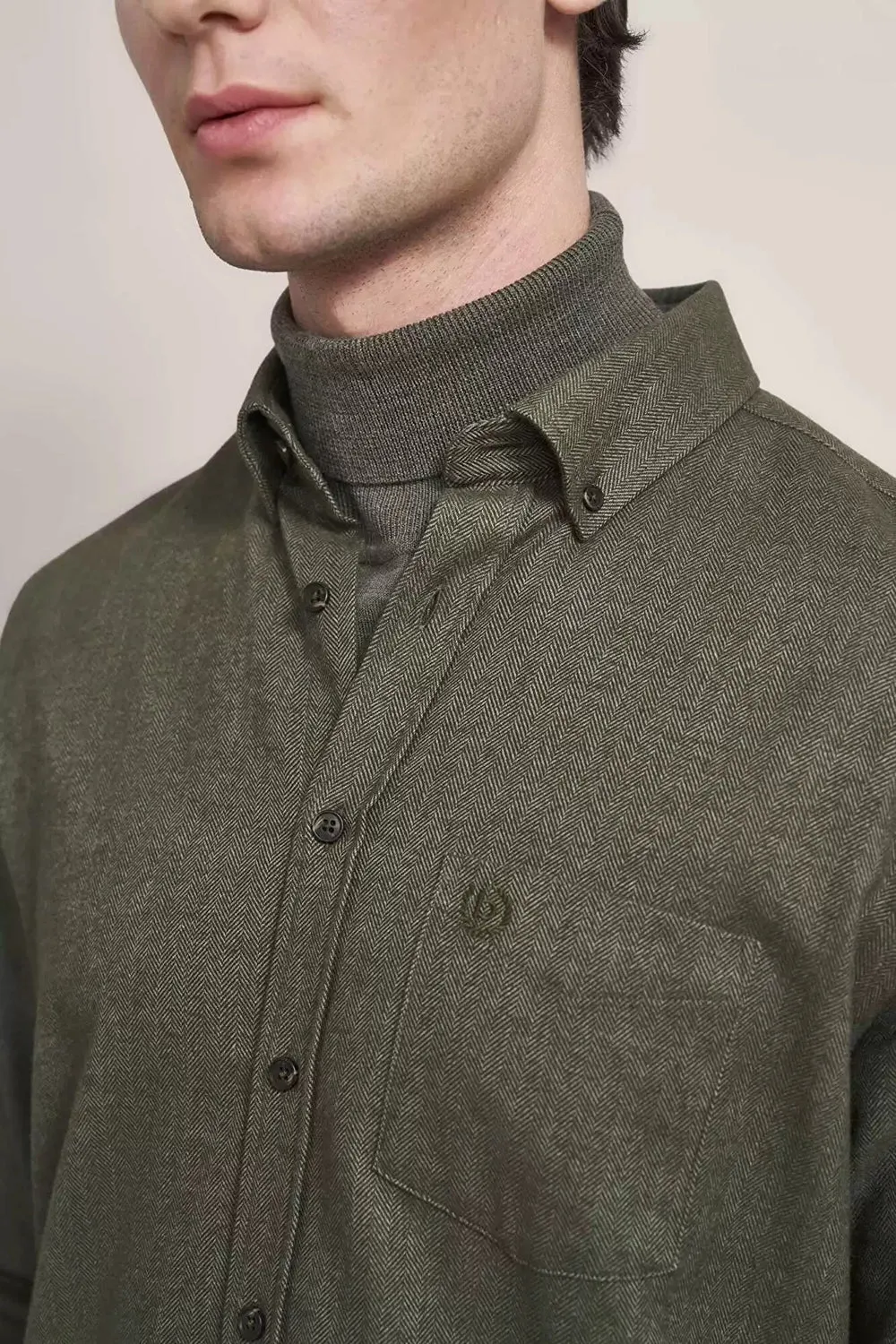 BUGATTI HERRINGBONE COTTON L/S SHIRT 68311B