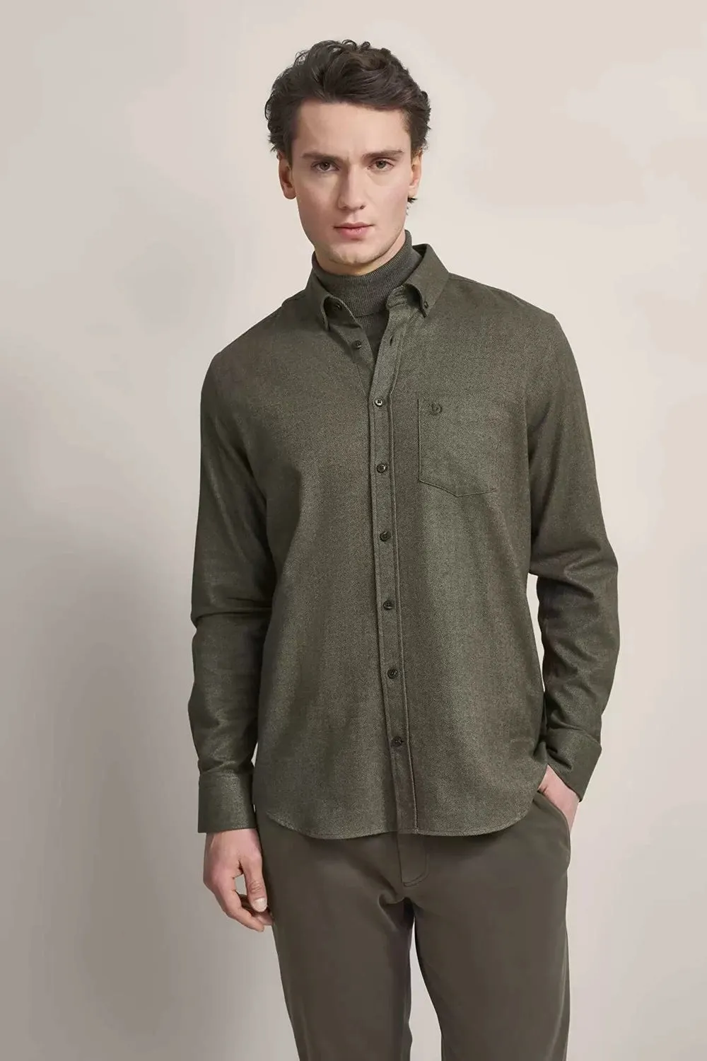 BUGATTI HERRINGBONE COTTON L/S SHIRT 68311B
