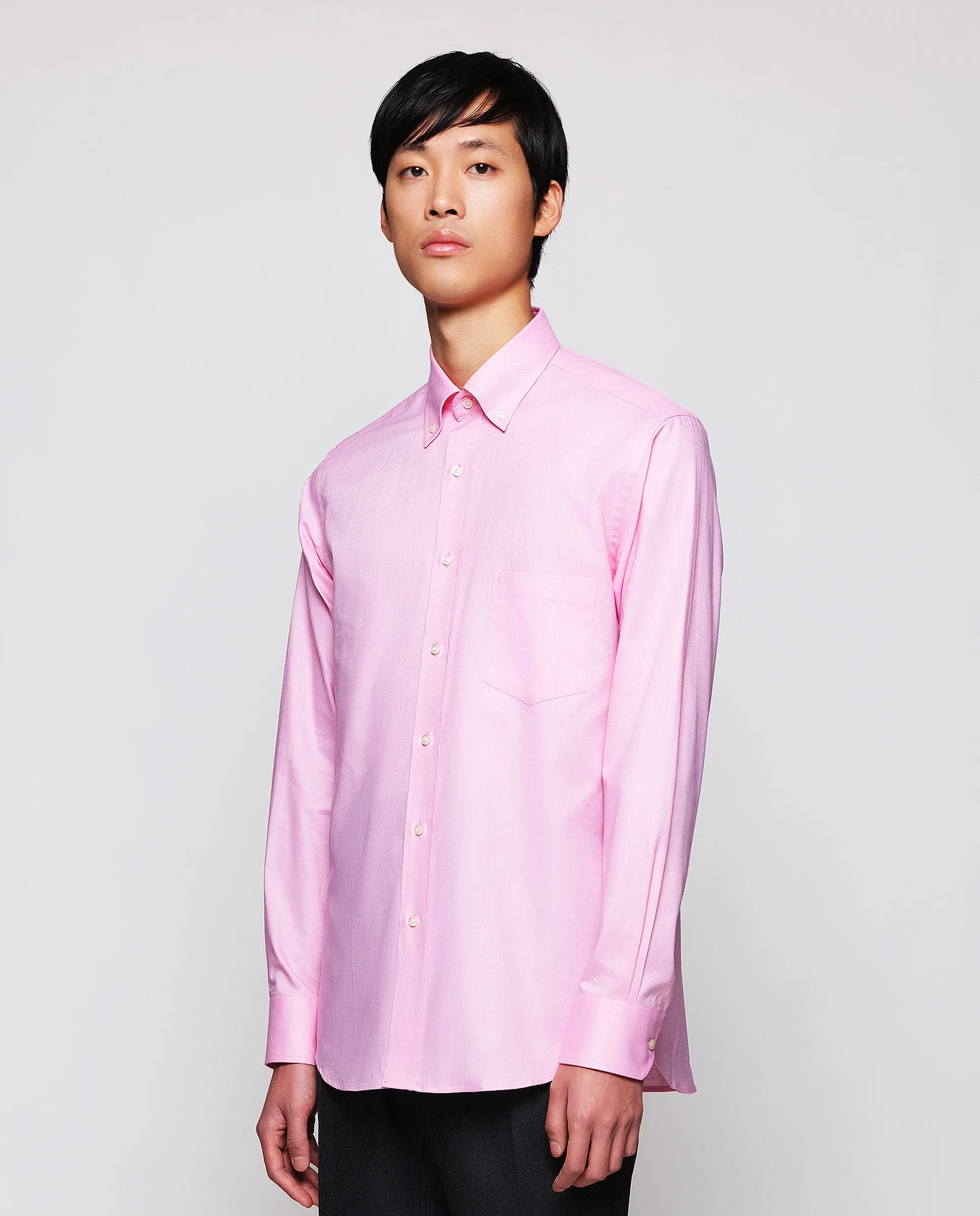 Camisa casual oxford manga larga rosa