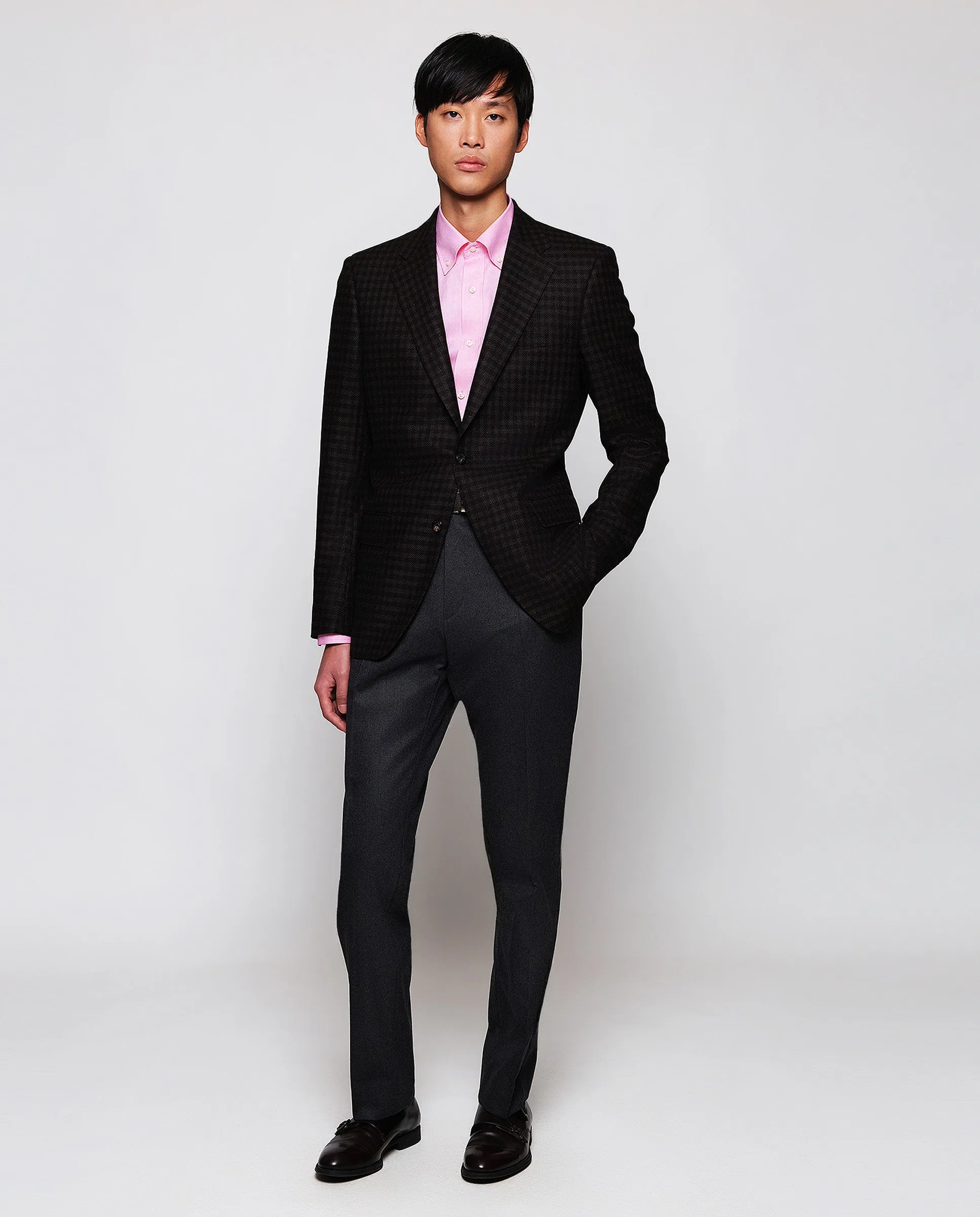 Camisa casual oxford manga larga rosa