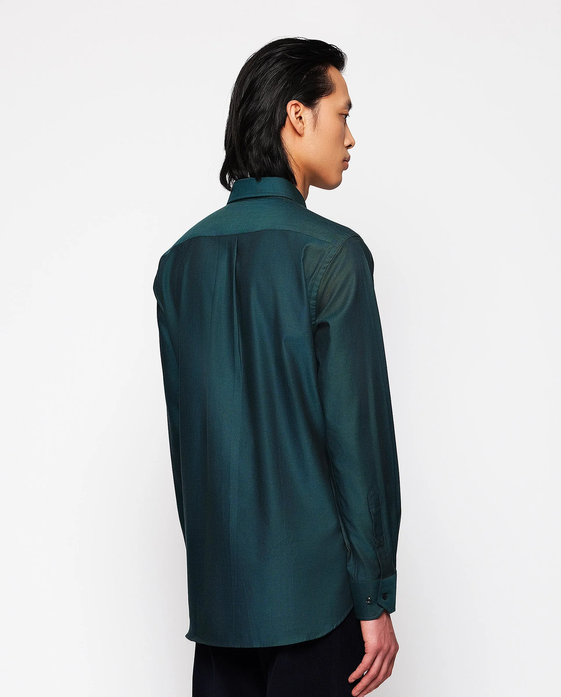 Camisa casual verde de algodón oxford