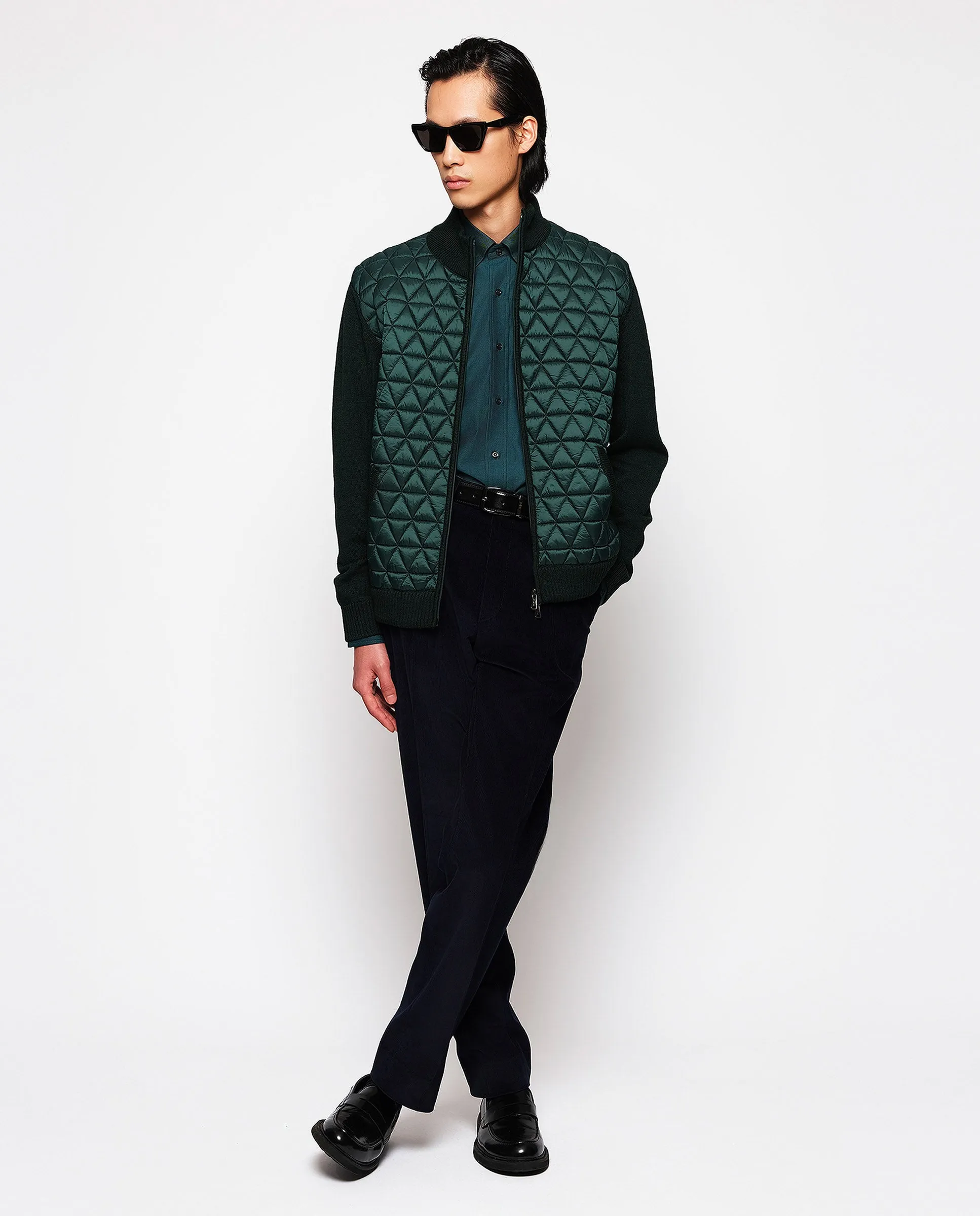 Camisa casual verde de algodón oxford
