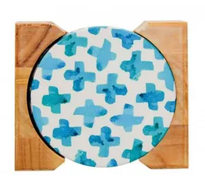 Ceramic Coaster Set - Aqua Geo