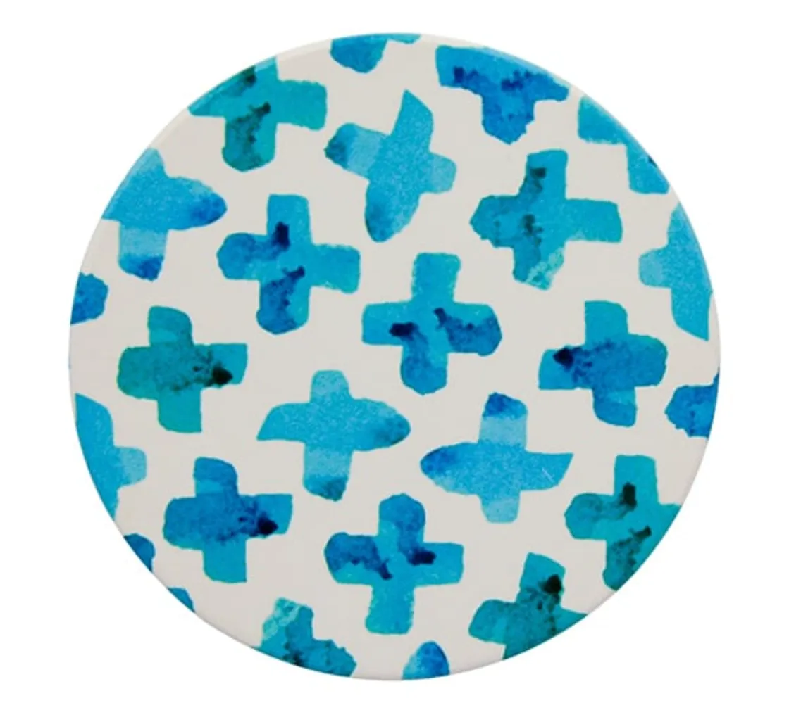 Ceramic Coaster Set - Aqua Geo