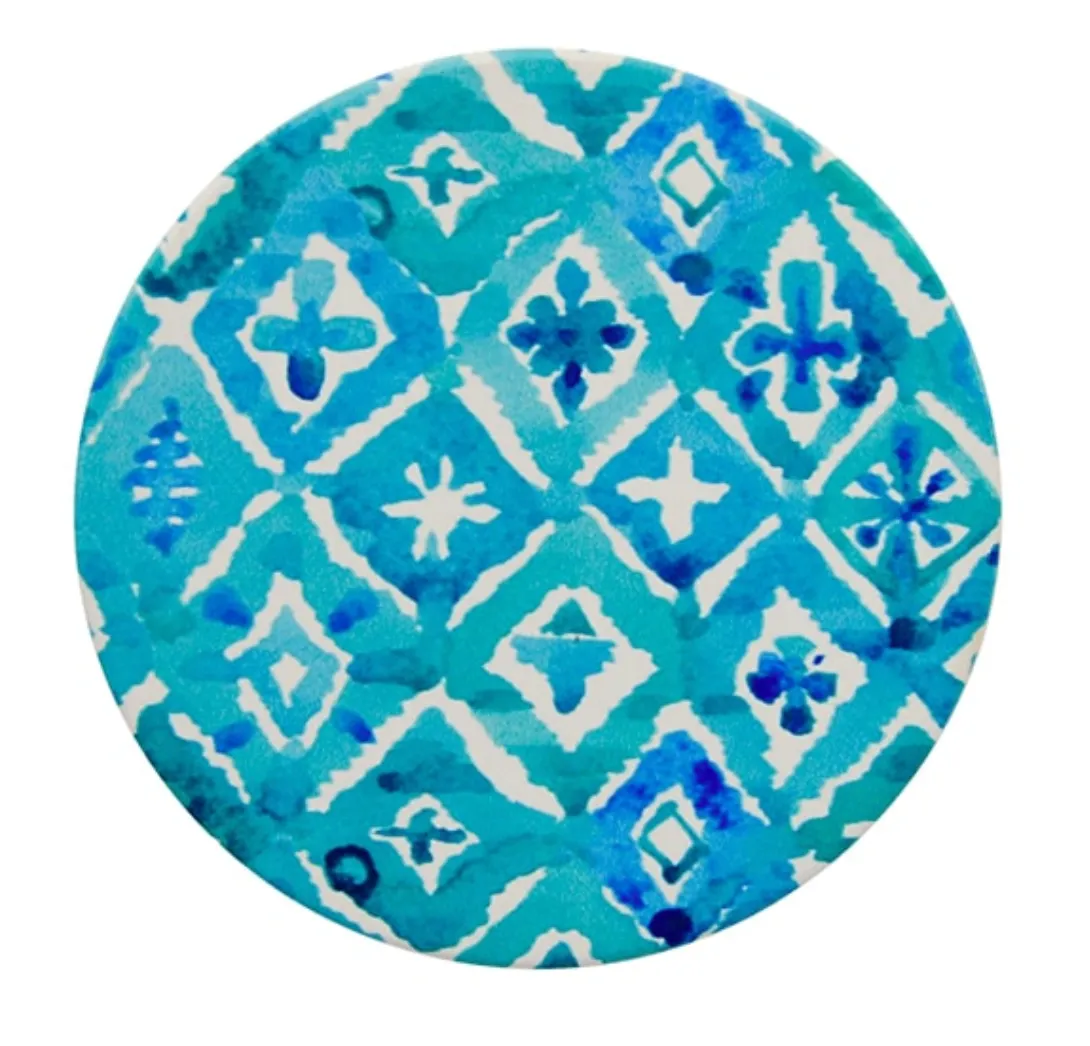 Ceramic Coaster Set - Aqua Geo
