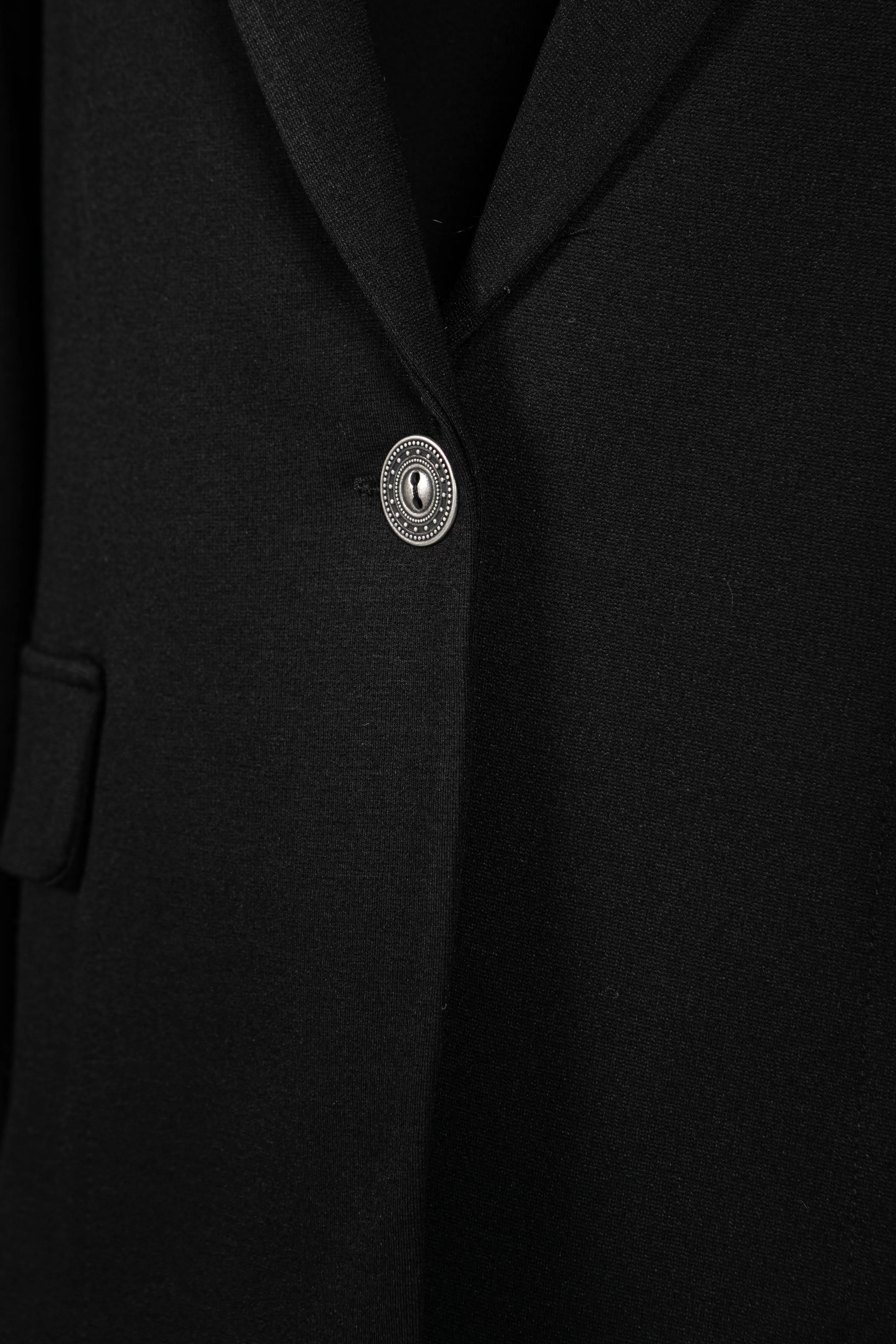 Classic Button Front Blazer in Black