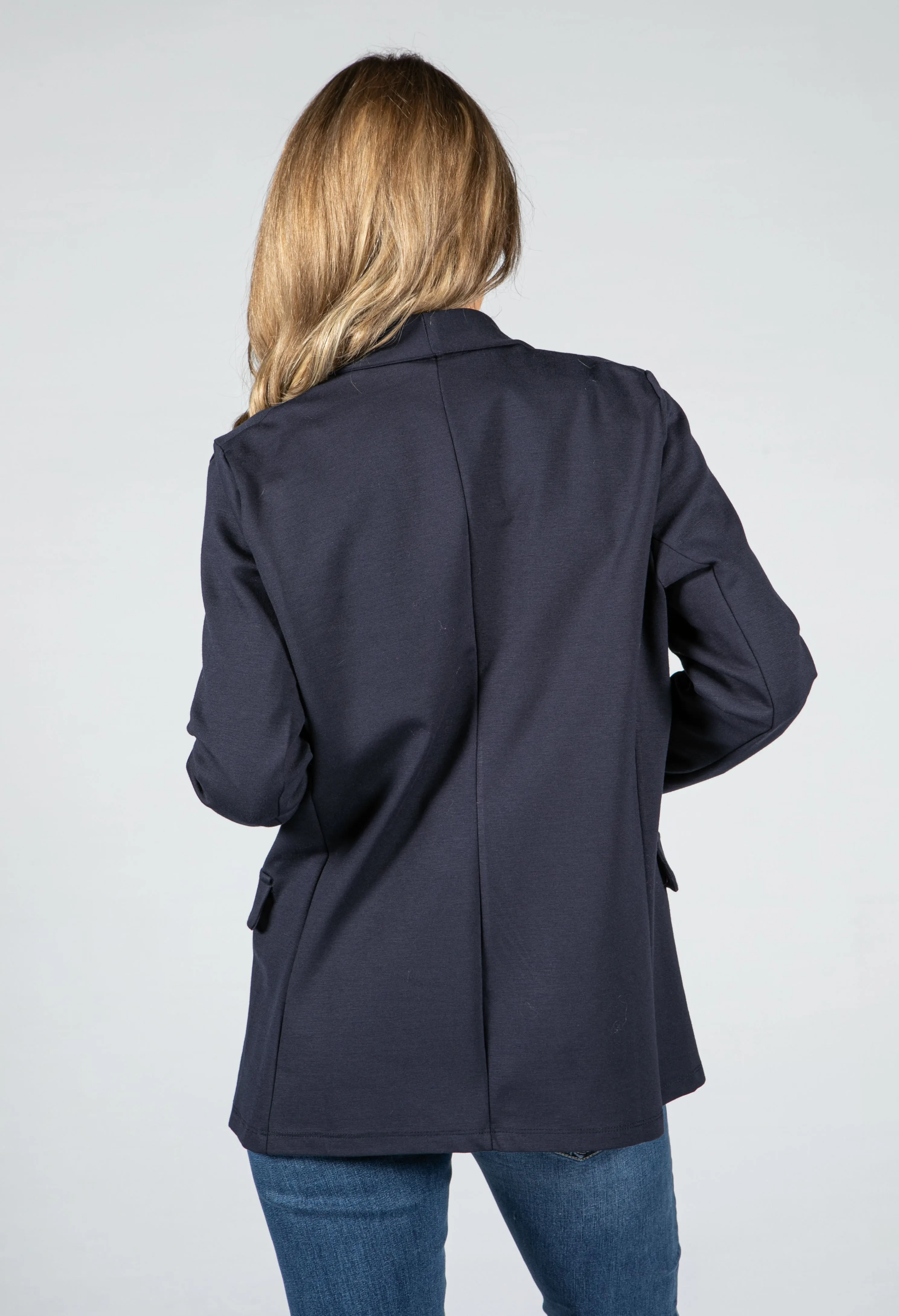 Classic Button Front Blazer in Navy