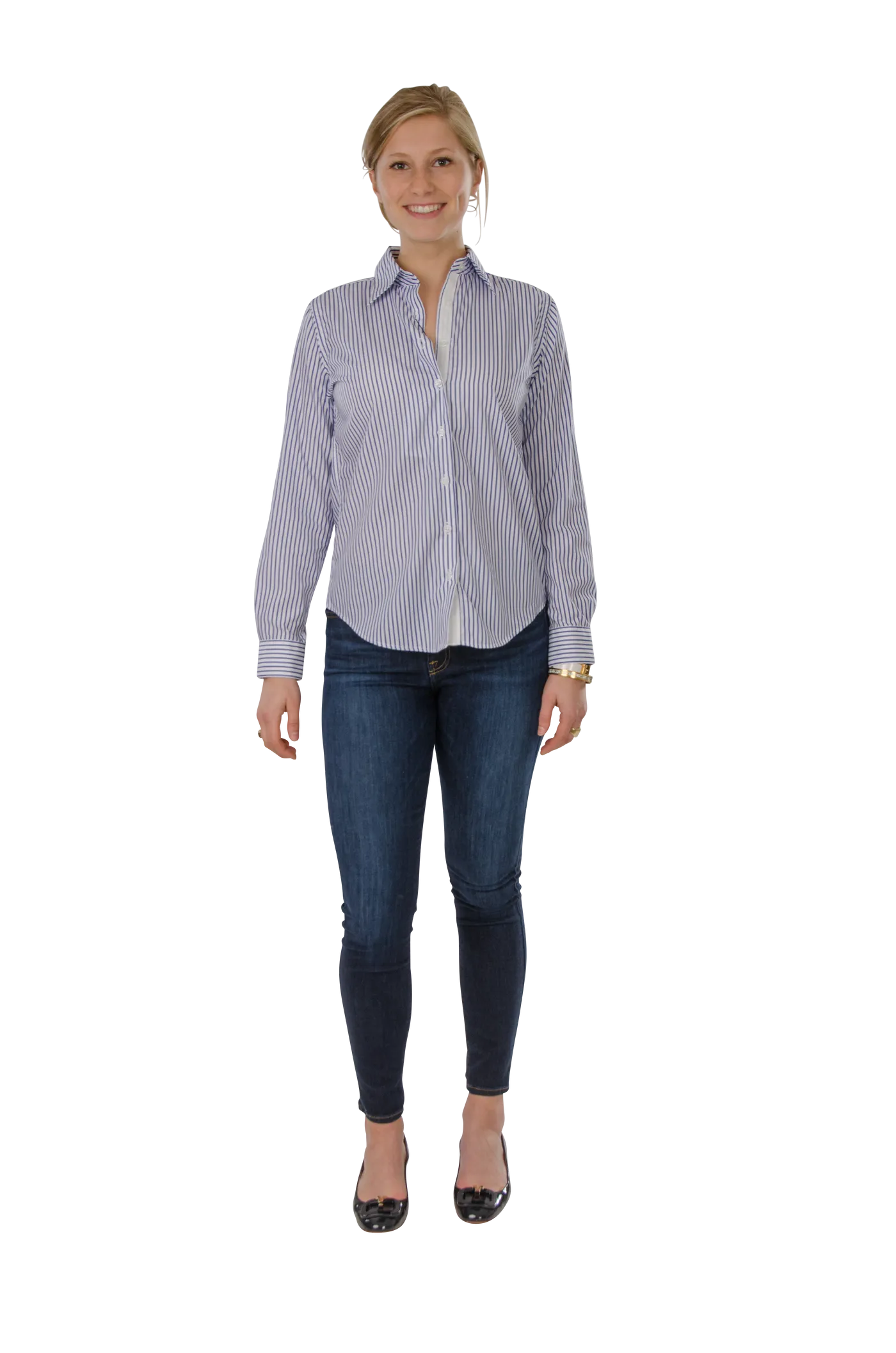 Classic Oxford Blouse in Blue and White Stripe by Cortland Park