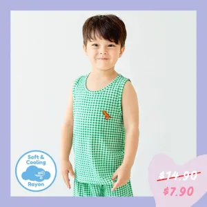 Cool Green Checked Dino Sleeveless Set 2405U07