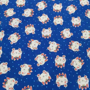 Cotton Poplin, Anime Kitties, Blue - 2.3m piece