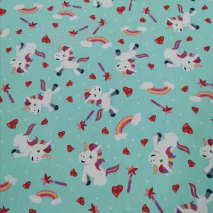 Cotton Poplin, Unicorn, Mint