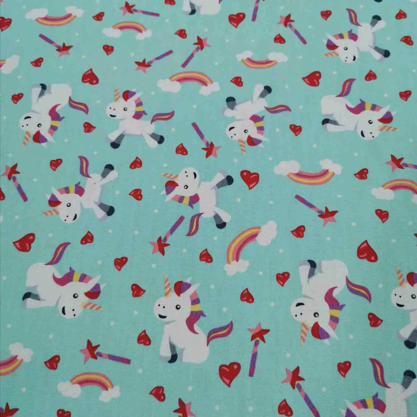 Cotton Poplin, Unicorn, Mint